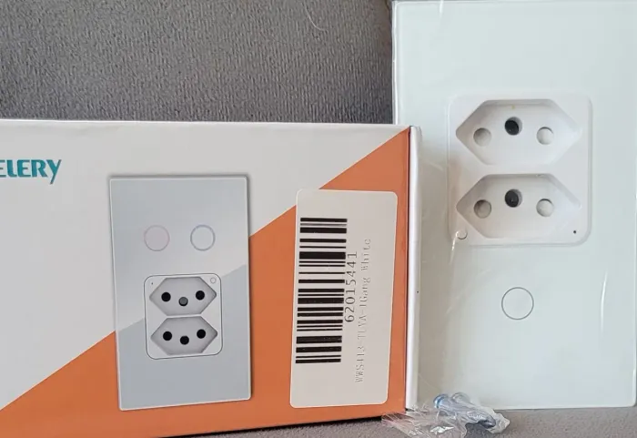 Tomada Inteligente Melery WWS413 WiFi 2 Tomadas 16A Interruptor Touch Alexa Google