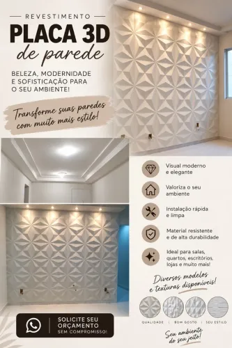 Revestimento placa 3D de parede e Gesso