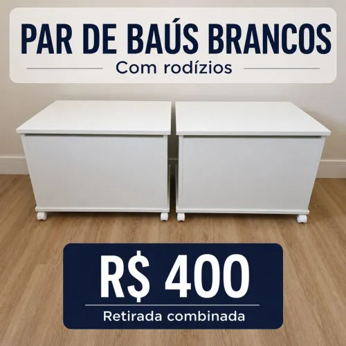 Par de Baús Brancos com Rodízios