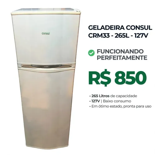 Geladeira Consul CRM33 265L - 127V - Frost Free - Funcionando Perfeitamente - R$ 850