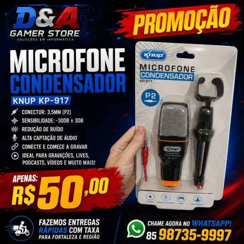 MICROFONE CONDENSADOR KNUP KP-917 PROMOÇÃO R$ 50,00