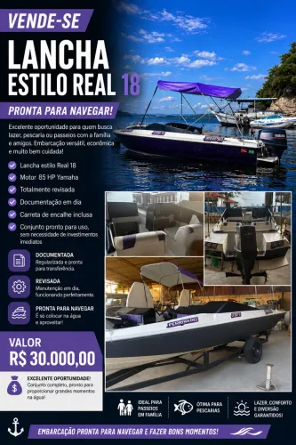 LANCHA ESTILO REAL 18 - PRONTA PARA NAVEGAR!