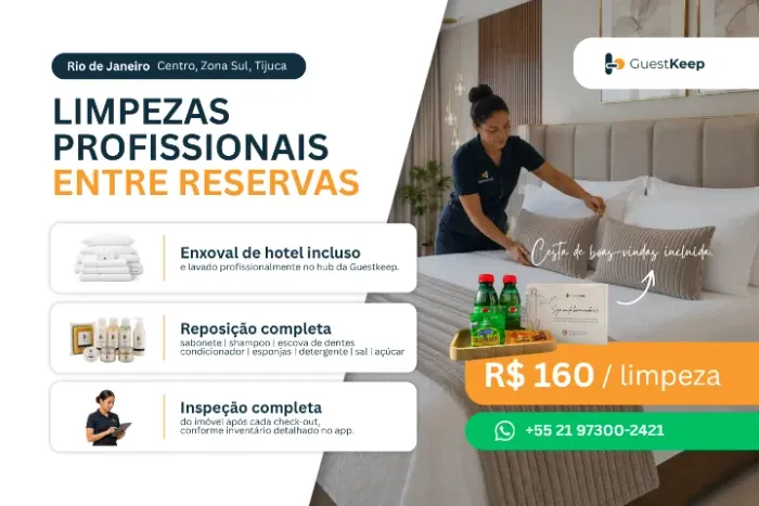 Limpeza para Airbnb com Enxoval, Lavanderia e Inspeção