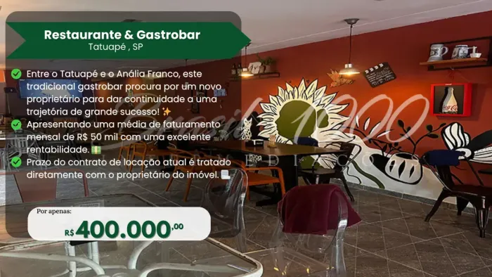 Restaurante gastrobar, localizado no Tatuapé  São Paulo  Sp.