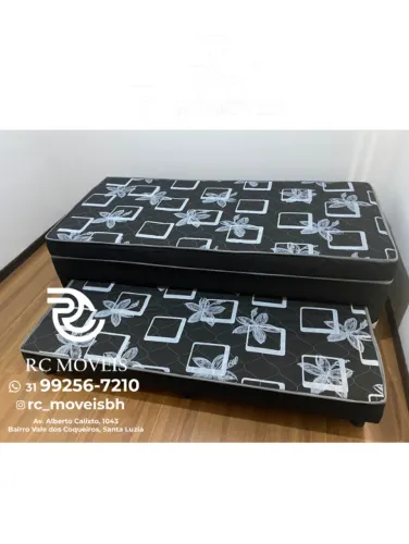 Cama Box Solteiro Bibox 88x1.88 com Cama Auxiliar D33