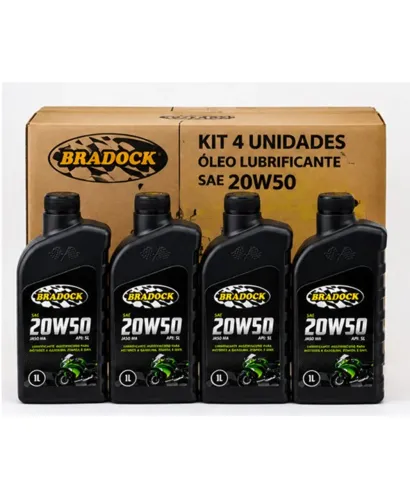 KIT 4 ÓLEO MINERAL 20W50 4T MOTORES A GASOLINA, ETANOL E GNV