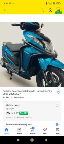 Protetor de carenagem elite 125/2025