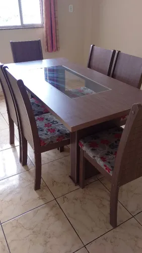 Jogo de Mesa de Jantar com 6 Cadeiras
