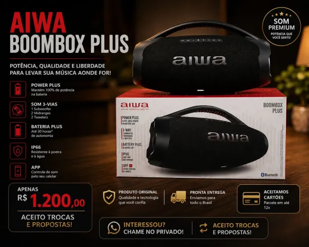 Caixa de som aiwa boombox
