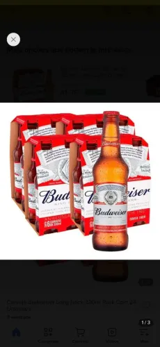Bud long neck fardo com 24unidades 110,00