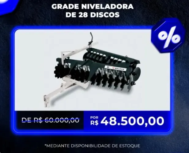 Grade Niveladora 28 discos - Nova
