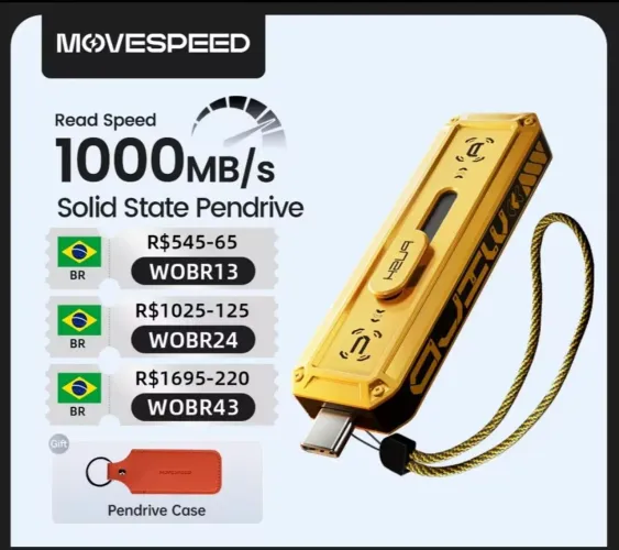 SSD Portátil MOVESPEED 1TB USB-C 3.2 Gen 2 - Novo e Lacrado