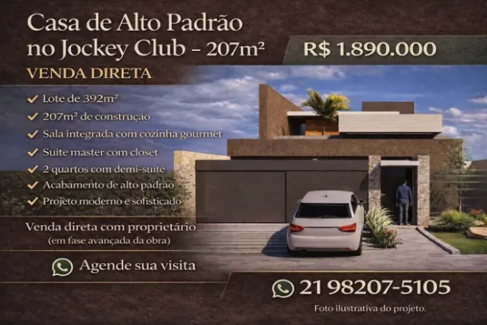 Casa de alto padrão à venda no Jóquei Clube (em fase avançada de construção)