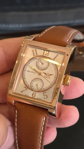 Relógio alemão feminino Minoir Tank Multi Function caixa PVD ouro rosé 39mm x 50mm Miyota