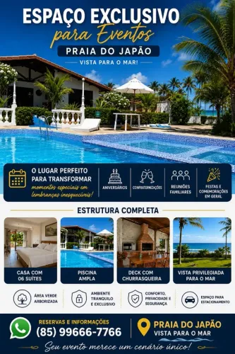 Aluga-se Casa de praia, no porto das Dunas, 5 suíte, Varanda vista mar. Próximo Beach Plac