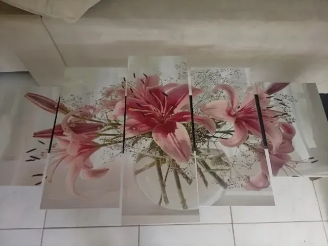 Kit de Quadros Decorativos Mosaico Lírios 