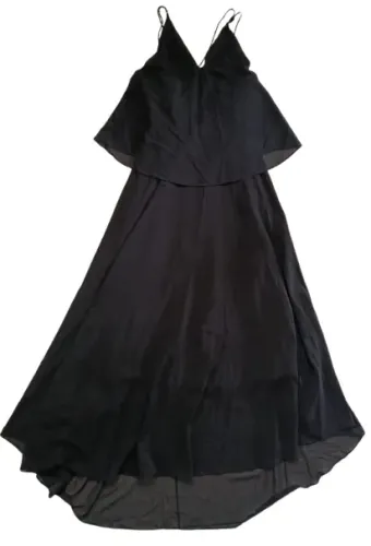 VESTIDO LONDO PRETO COSTA NUA.