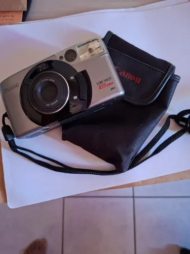 Máquina fotográfica analógica usada da Canon superior show 105 zoom cinza ótimo estado