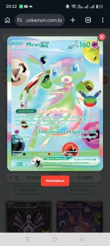 Cartas Pokémon Mew Futurista 30 anos