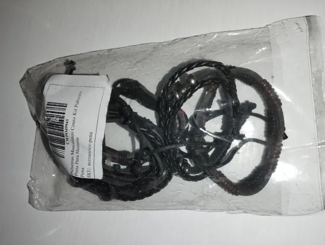 Kit 5 Pulseiras Masculinas Couro Estilo Trançado Ajustável (Novas)