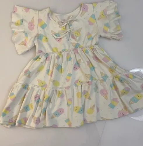 vestido tiptop beige sorvetes coloridos excelente estado