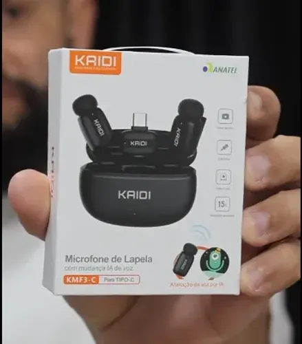 Microfone Sem Fio Kaidi Tipo-C com IA, para Celular
