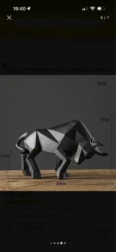 Estátua Touro Decoração Moderno Artesanal Geométrico Resina