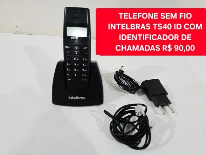 Telefone sem fio Intelbras TS40 ID com identificador de chamadas. 
