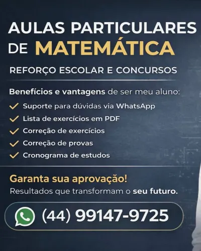 Professor particular de Matemática - Reforço escolar e concursos