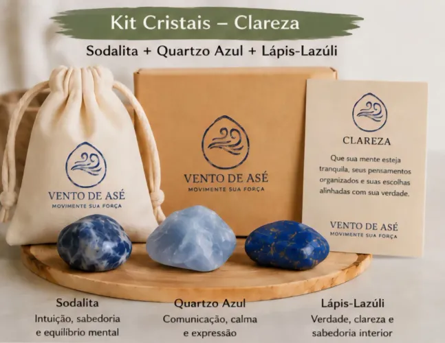 Kit cristais- clareza - sodalita- quartzo azul - lápis lazúli