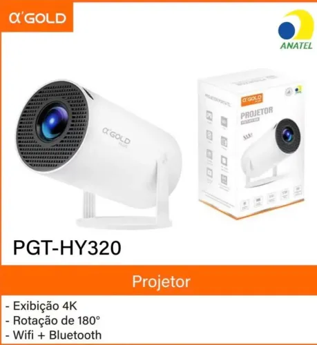Projetor hprojetor hy320 aplha gold Android 11 Bluetooth 5G 4G