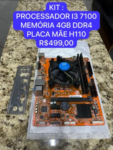 KIT: PROCESSADOR I3 7100 MEMÓRIA 4GB DDR4 PLACA MÃE H110