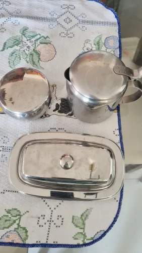 Kit Inox Açucareiro, Mantegueira e leitera 