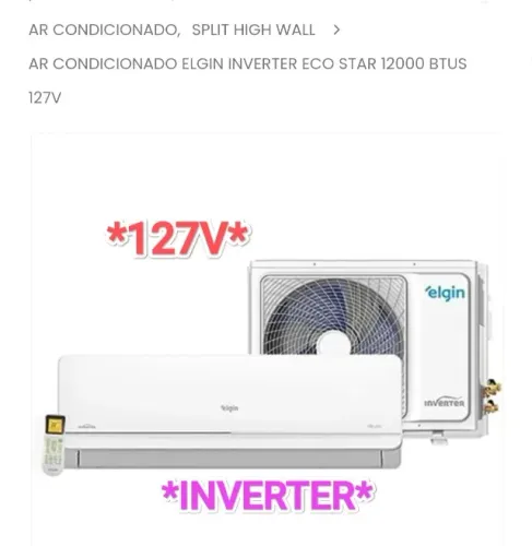 Ar Split Elgin Inverter 12.000 BTUs+ *127V* + Novo + Nota + 3 anos Garantia+ Cartão 12x!! 