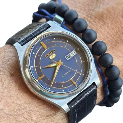 Relógio Seiko 5 Automático 7009a Mostrador Azul Vintage 1984