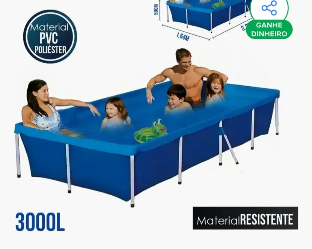 Vendo piscina de 3000L com motor e assessórios