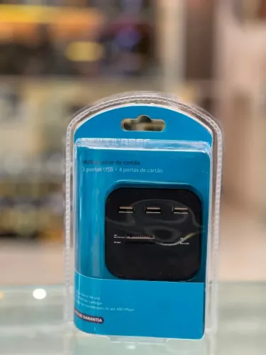 HUB E LEITOR DE CARTÃO 3 PORTAS USB + 4 PORTAS DE CARTÃO MULTILASER