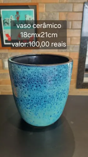 Vaso cerâmico esmaltado 