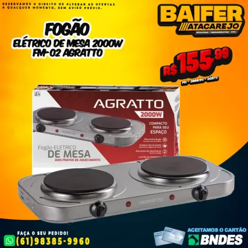 Fogão Elétrico de Mesa 2000w Fm-02 Agratto