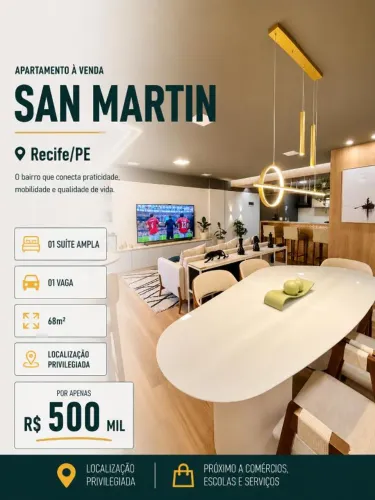 San Martin | Luxo | Conforto | 01 suite ampla | R$ 500 mil