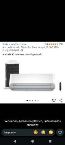 Ar condicionado Electrolux 18.000btus frio