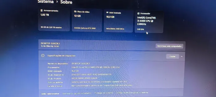 PC Gamer Completo + Monitor LG 75Hz | RTX 2060 12GB | i5 8400 | 16GB RAM