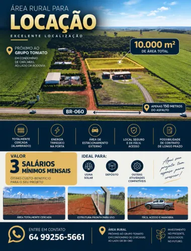 Terreno Rural 10.000 m² para Locação - BR-060