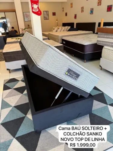 Cama de Solteiro BAÚ COM COLCHÃO TOP NOVO - Entrega GRATIS!