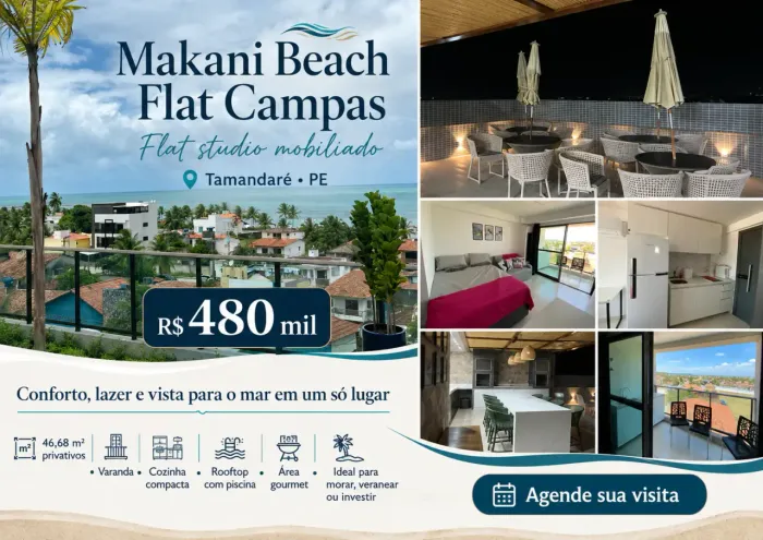 Apartamento à venda no MAKANI BEACH FLAT CAMPAS, PRAIA DAS CAMPAS, Tamandaré, PE