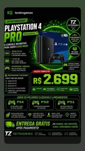 PS4 Pro 4K 1TB DESBLOQUEADO 11.02 Na caixa!!