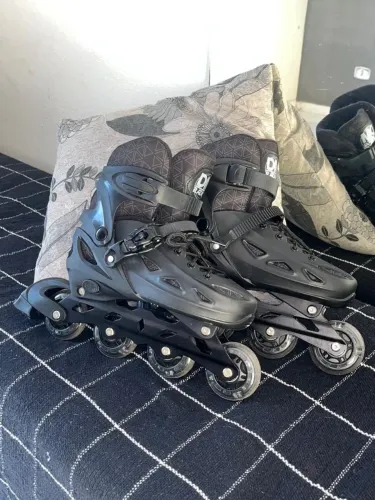 Patins inline semi profissional com led, tamanho ajustável 36-39