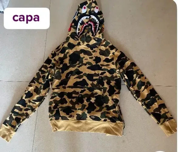 Blusa moletom Bape Shark Camo Amarela Original
