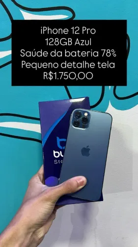 Seminovo: iPhone 12 Pro 128GB Azul - Bateria 78% - Detalhe na Tela | Loja Fisica