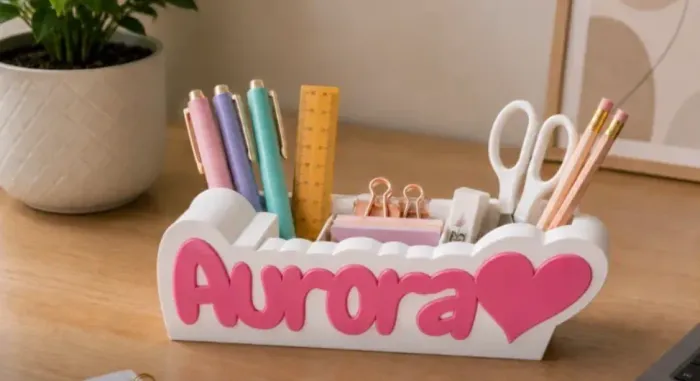 Porta Canetas Personalizado Nome Organizador Mesa Decorativo